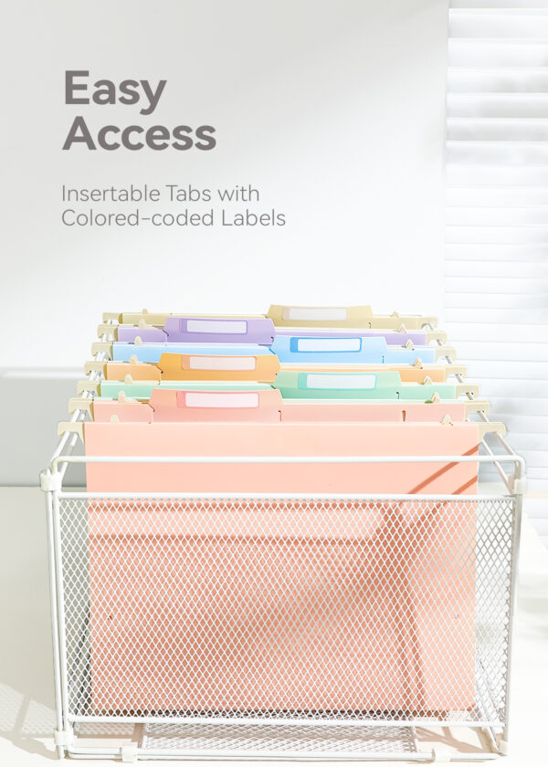 SortRax Plastic High Capacity Hanging File Folders, Pastel Colors, 4" Expanding Pocket with Movable Dividers, Heavy Duty for Filing Cabinet, Insertable Tabs, Letter Size - 6 Pack - Image 4