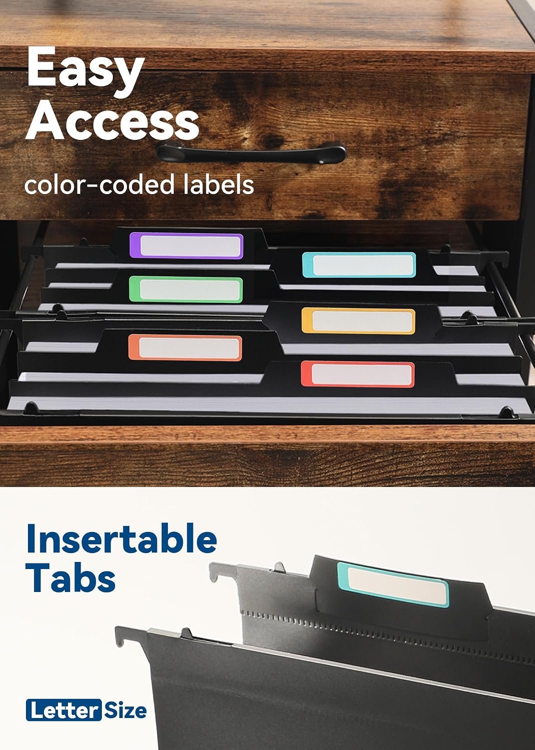 Plastic Hanging File Folders, 4" Expansion for Bulky Files, Black - Image 4