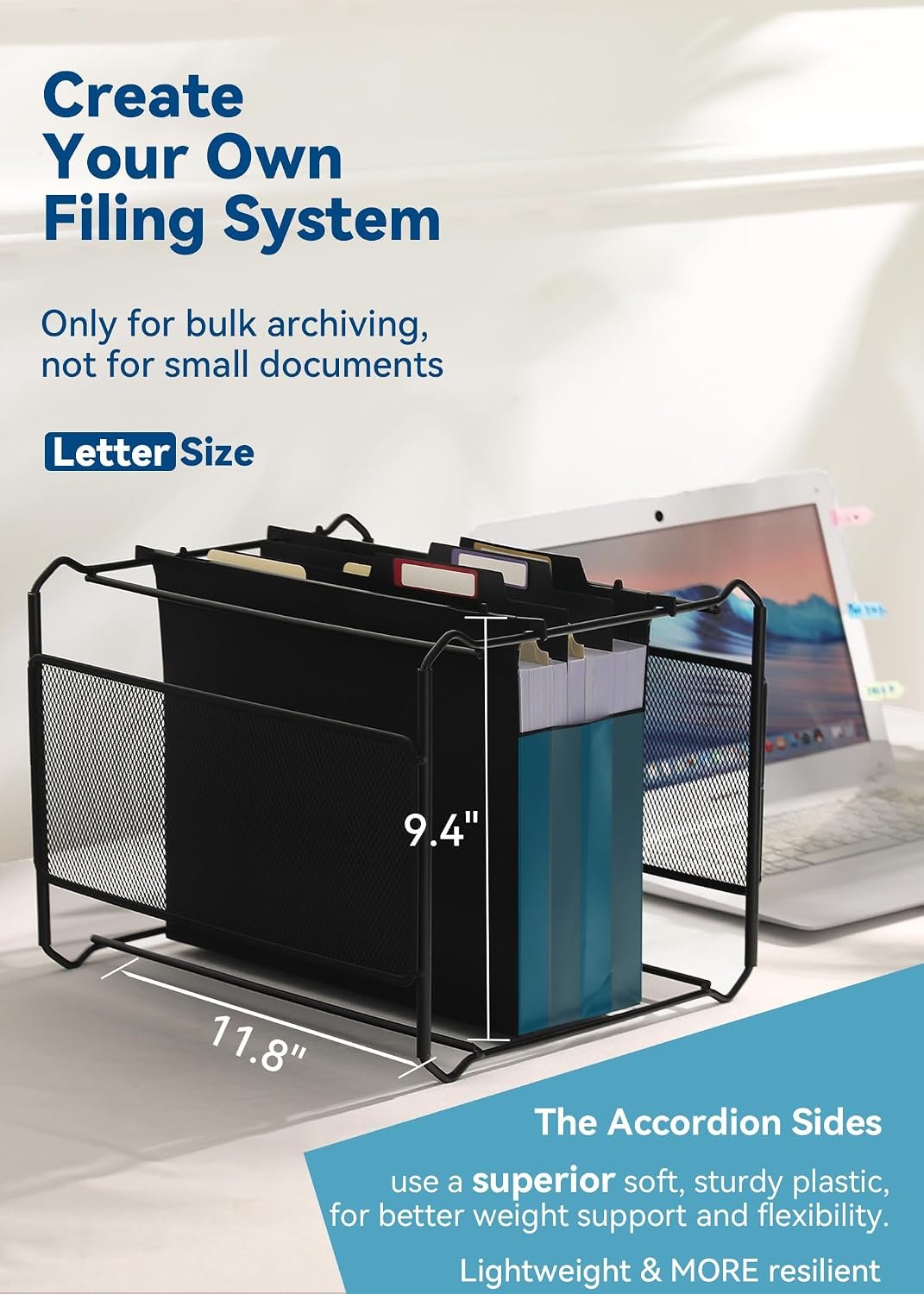 Plastic Hanging File Folders, 4" Expansion for Bulky Files, Black - Image 6