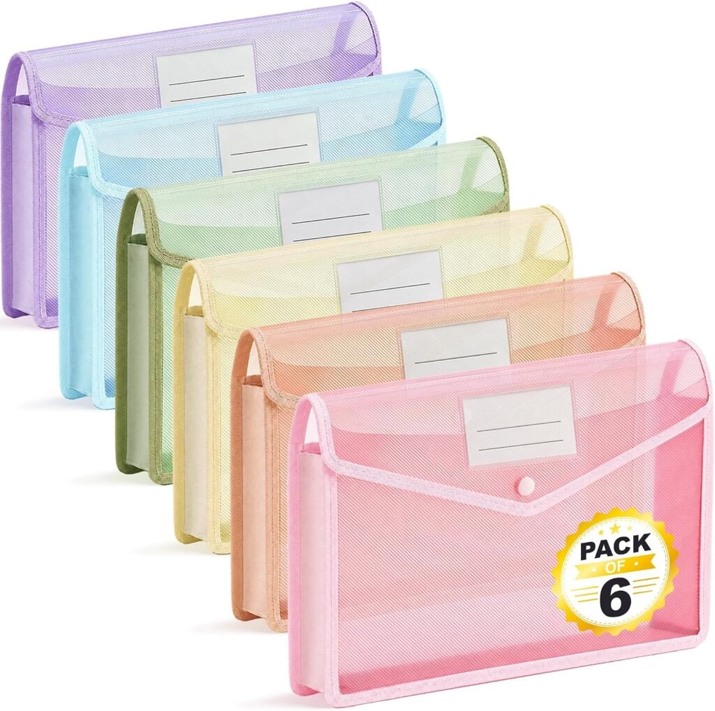 Plastic Expanding File Folders, 2.76" Expansion, Letter/A4, 6-Pack