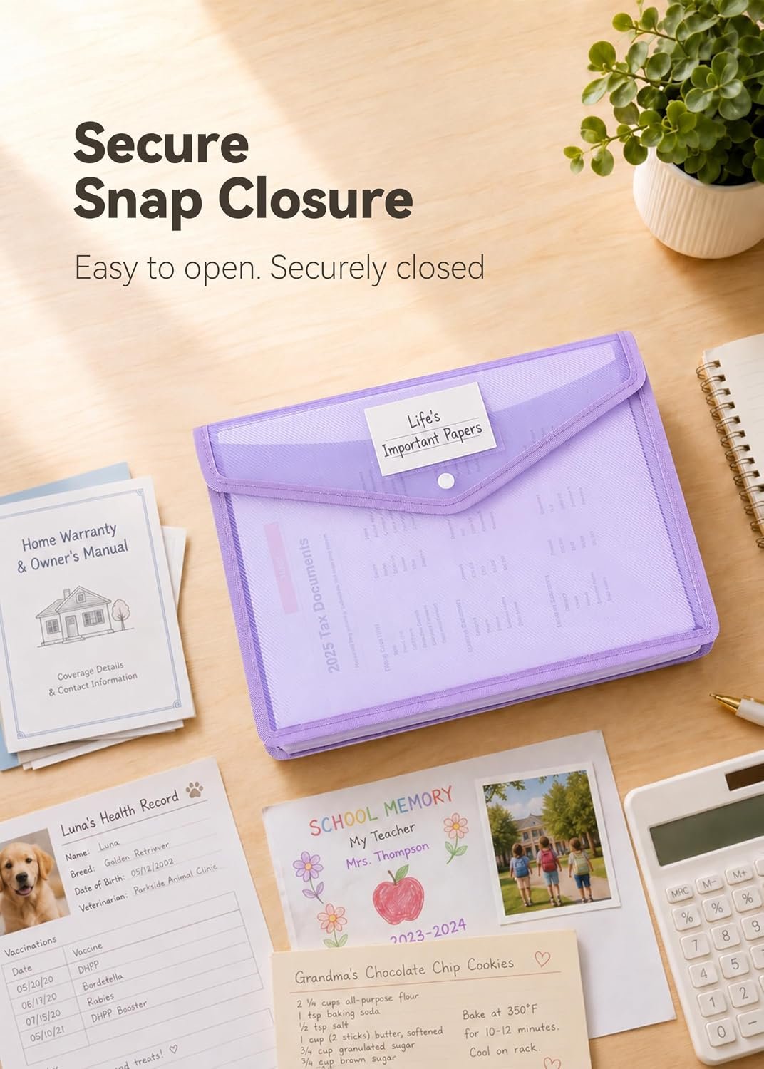 Plastic Expanding File Folders, 2.76" Expansion, 6-Pack, Purple - Image 5