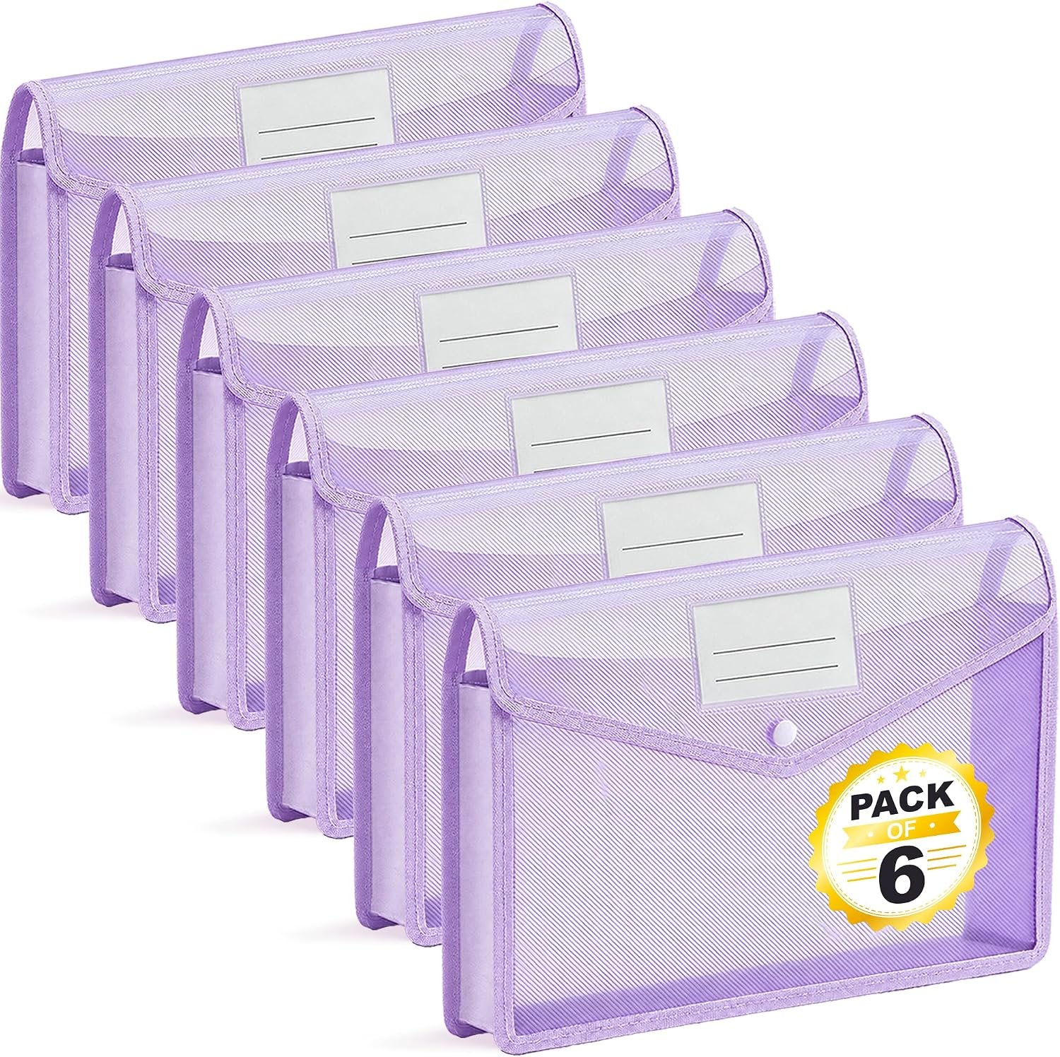 Plastic Expanding File Folders, 2.76" Expansion, 6-Pack, Purple
