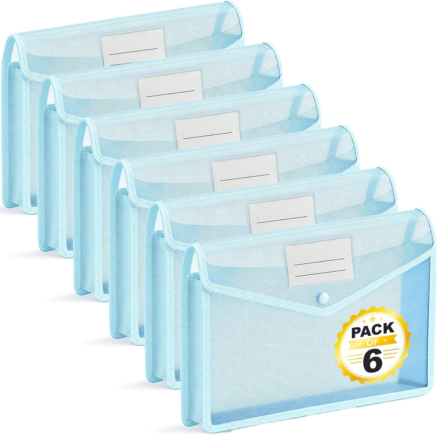 Plastic Expanding File Folders, 2.76" Expansion, 6-Pack, Blue
