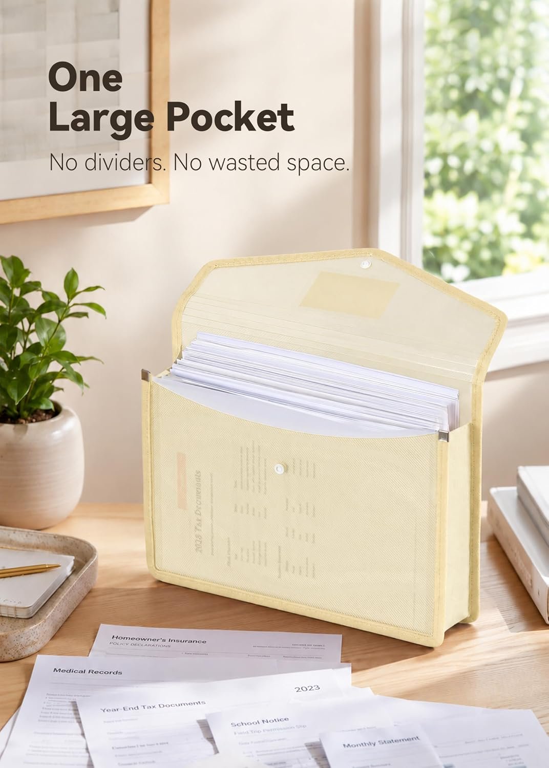 Plastic Expanding File Folders, 2.76" Expansion, 6-Pack, Yellow - Image 3