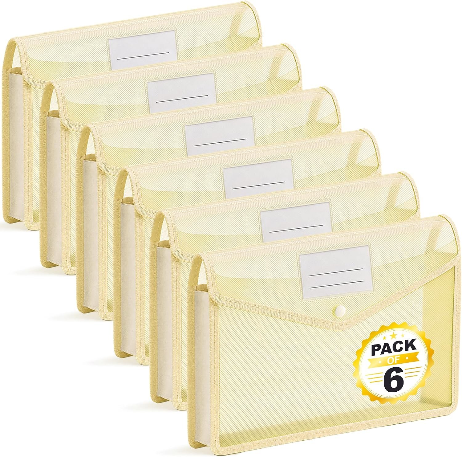 Plastic Expanding File Folders, 2.76" Expansion, 6-Pack, Yellow