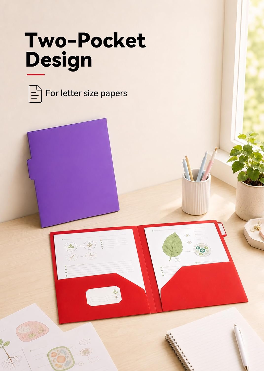 Plastic Folders with Pockets, School Folders with Tabs, Vibrant - Image 2
