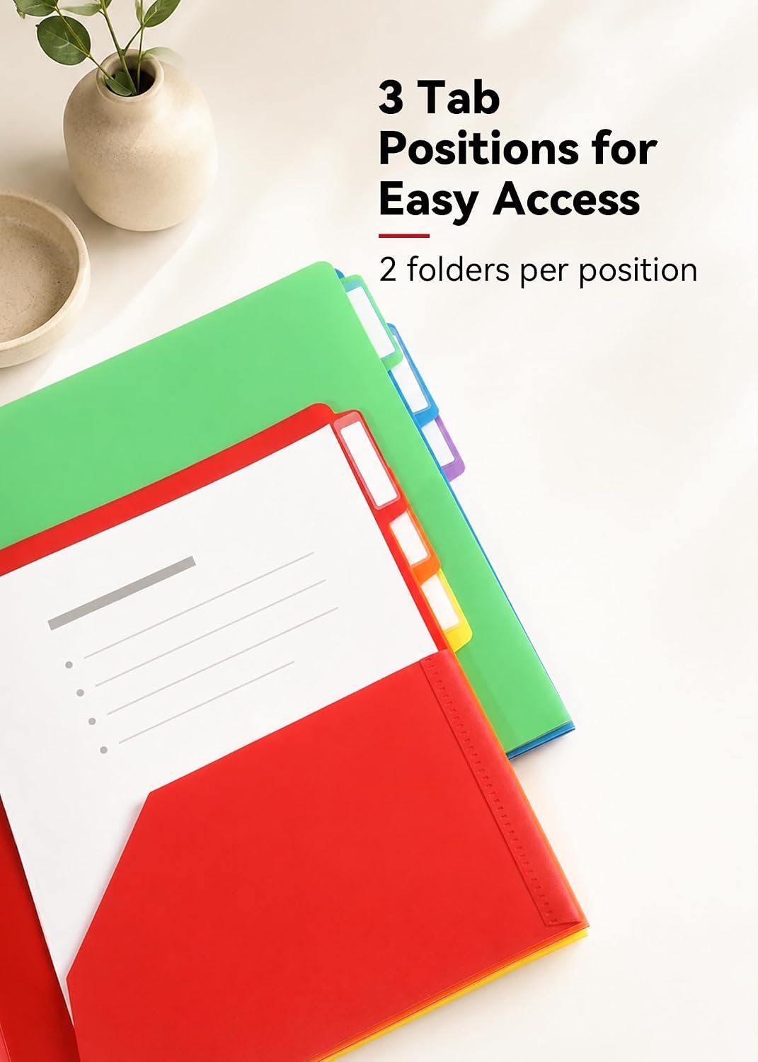 Plastic Folders with Pockets, School Folders with Tabs, Vibrant - Image 5
