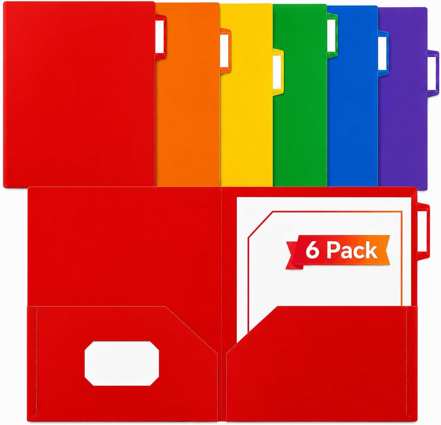 Plastic Folders with Pockets, School Folders with Tabs, Vibrant