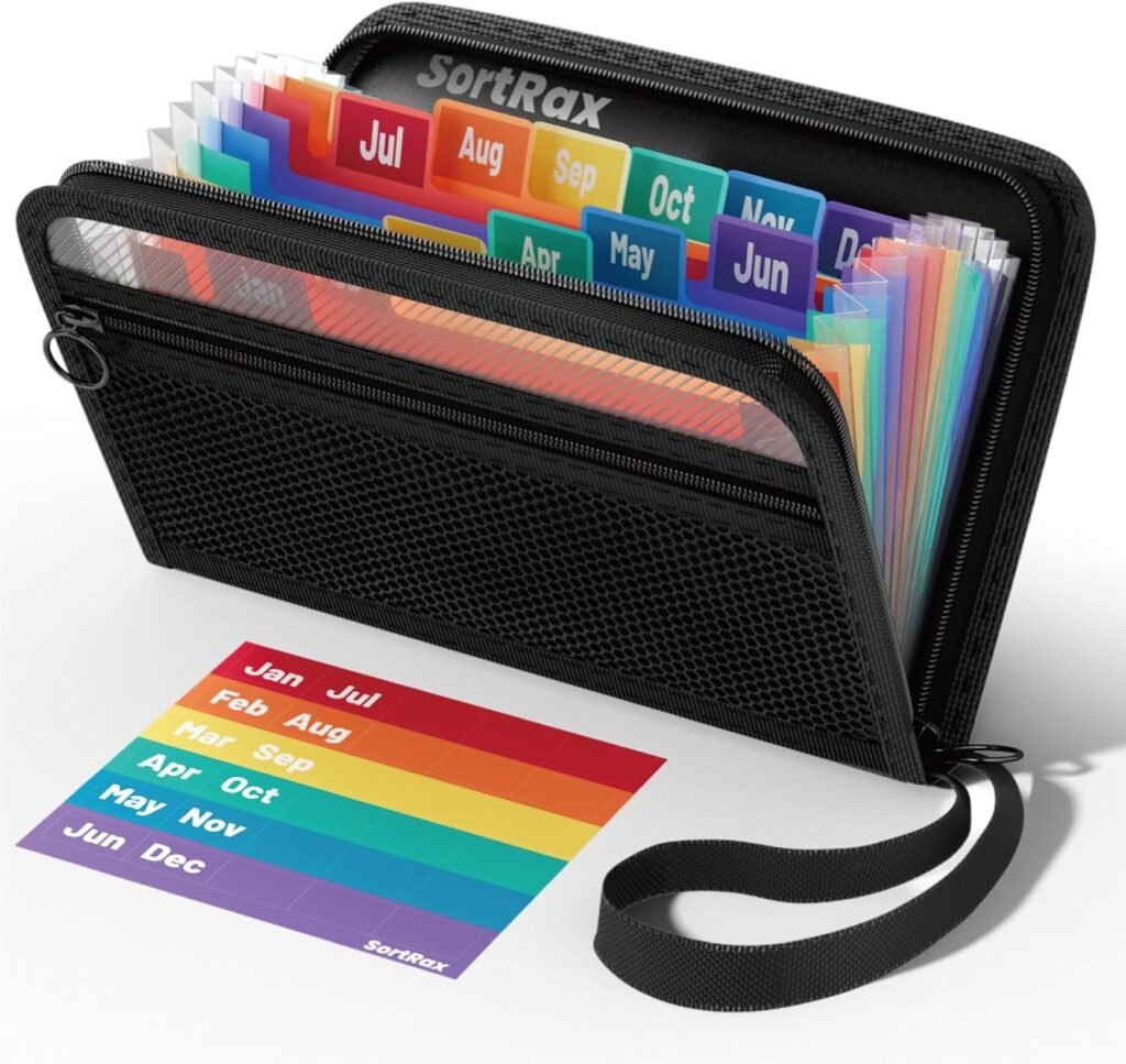 Small Receipt Coupon Organizer, 8x5.3-Inch Accordion File Organizer