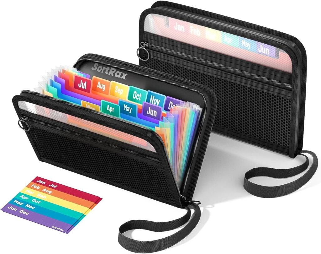 2-Pack Receipt Coupon Organizer, 8 x 5.3 Accordion File Organizer